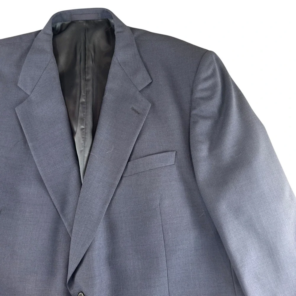John Norman Roanoke Valley Navy Blue Worsted Wool Blazer Sport Coat 50 Long